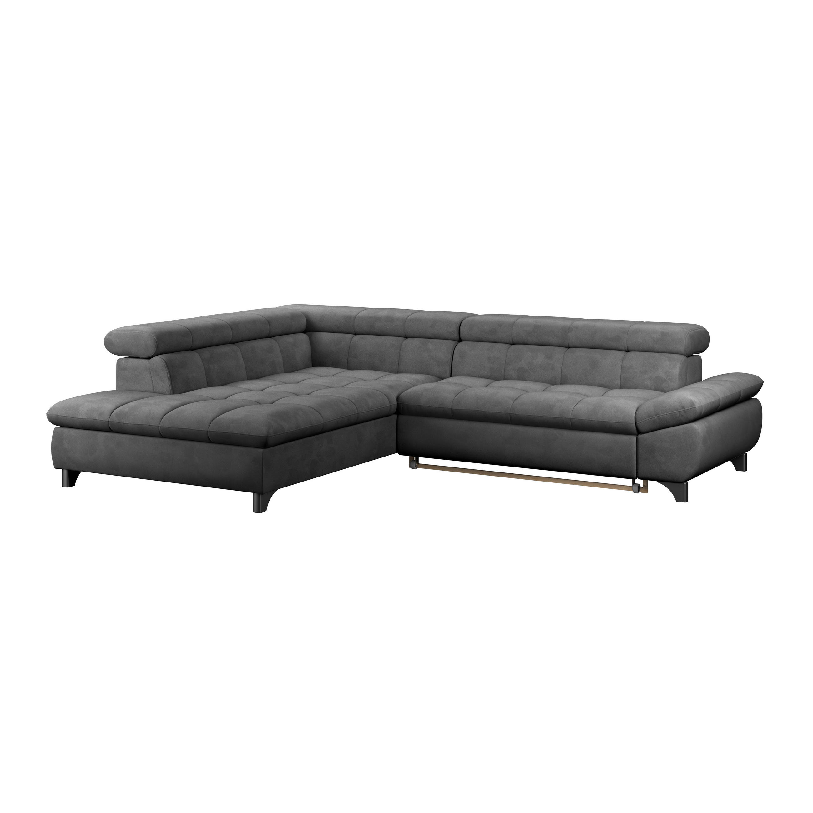 ECKSOFA Dunkelgrau Chenille  - Chromfarben/Dunkelgrau, KONVENTIONELL, Textil/Metall (234/312cm) - Livetastic