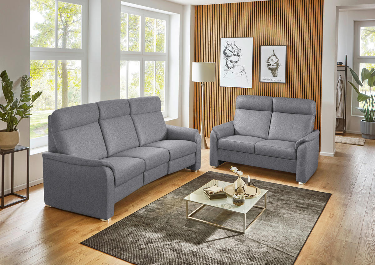 SITZGARNITUR Flachgewebe Grau  - Alufarben/Grau, Konventionell, Textil/Metall (218/156/107/103/95cm) - Beldomo Comfort