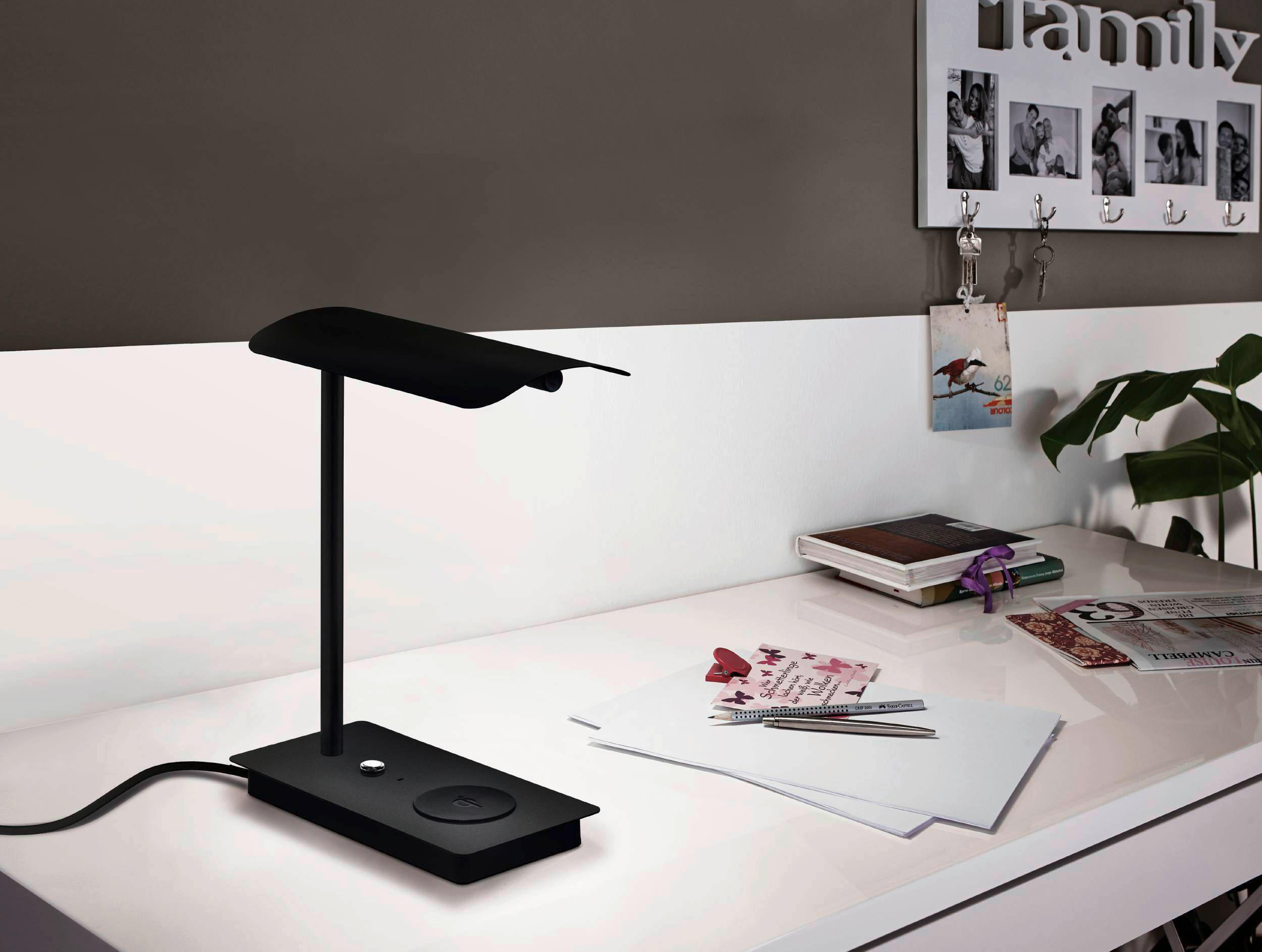 TISCHLEUCHTE 24/13/32 cm   - Schwarz, Design, Kunststoff/Metall (24/13/32cm) - Eglo