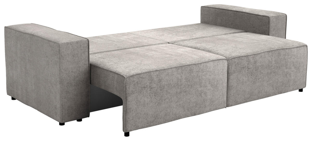 SCHLAFSOFA Webstoff Grau  - Schwarz/Grau, Design, Kunststoff/Textil (254/84/98cm) - Stylife