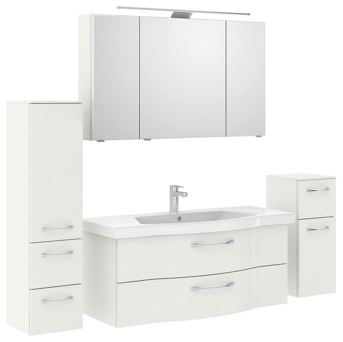 BADEZIMMER 5-teilig  in 182 cm  - Chromfarben/Weiß Hochglanz, KONVENTIONELL, Glas/Keramik (182cm) - Pelipal