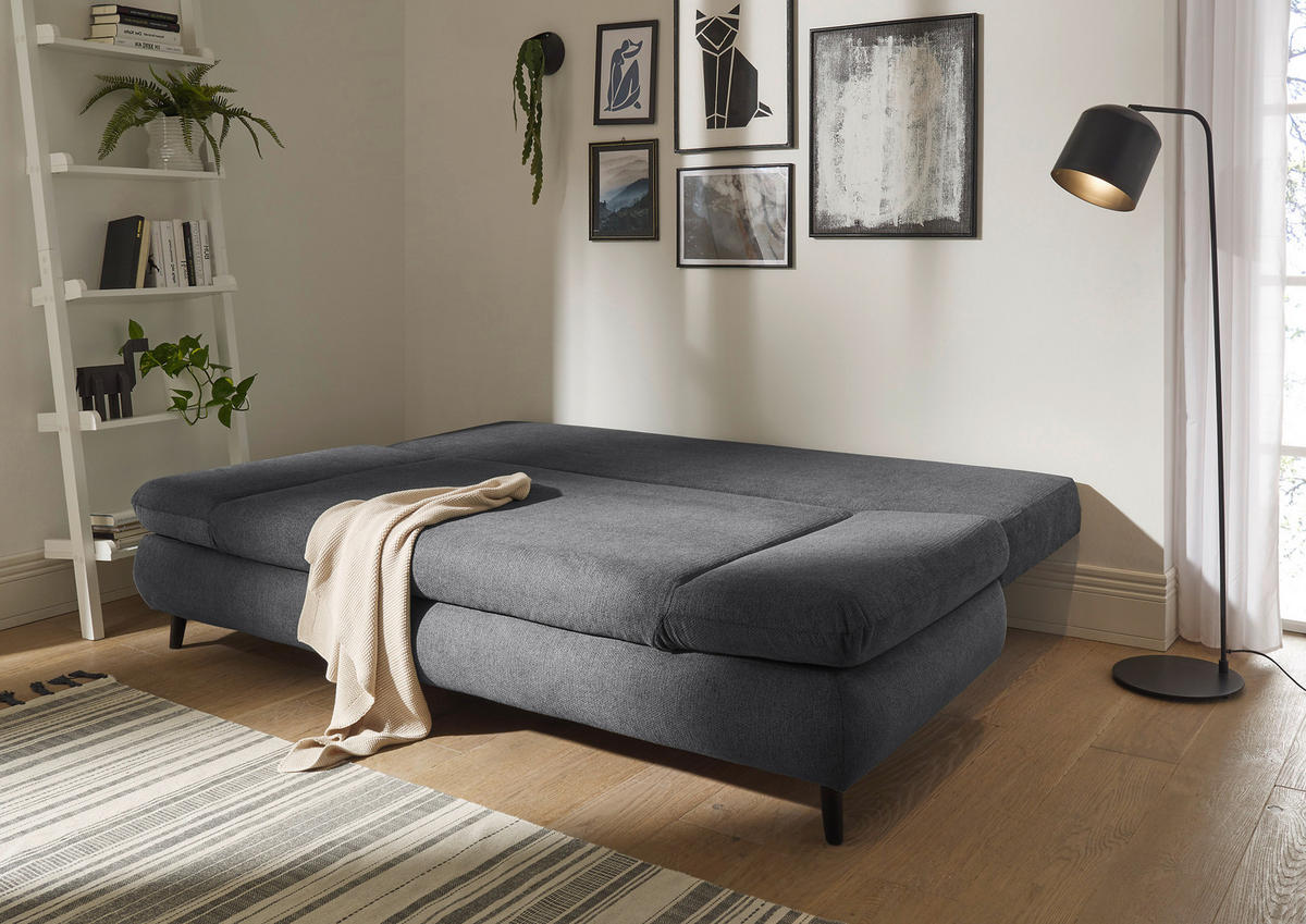 KANAPÉÁGY textil, faalapú anyag antracit  - fekete/antracit, Konventionell, műanyag/faalapú anyag (212/88/101cm) - MID.YOU