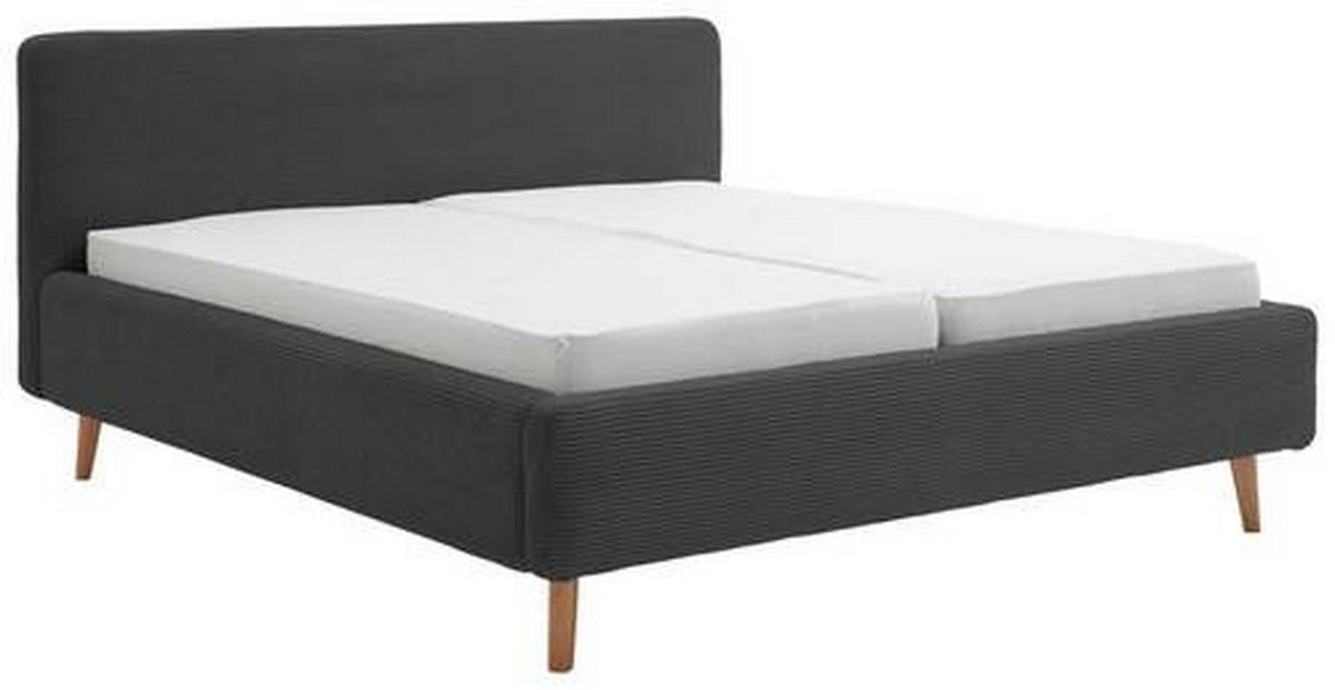 POLSTERBETT gepolstertes Kopfteil, Lattenrost, Bettkasten 140/200 cm  in Anthrazit  - Anthrazit/Naturfarben, Design, Holz/Textil (140/200cm) - Xora