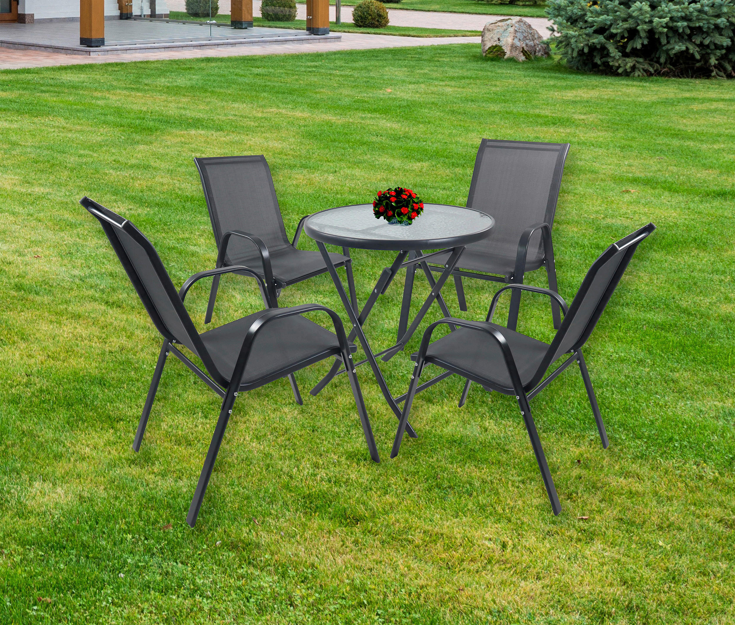 GARTENSET  - Anthrazit, MODERN, Glas/Metall - MID.YOU
