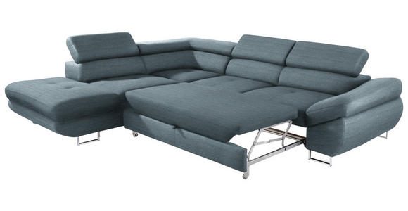 ECKSOFA in Webstoff Blaugrau  - Blaugrau, Design, Textil/Metall (235/280cm) - Hom`in