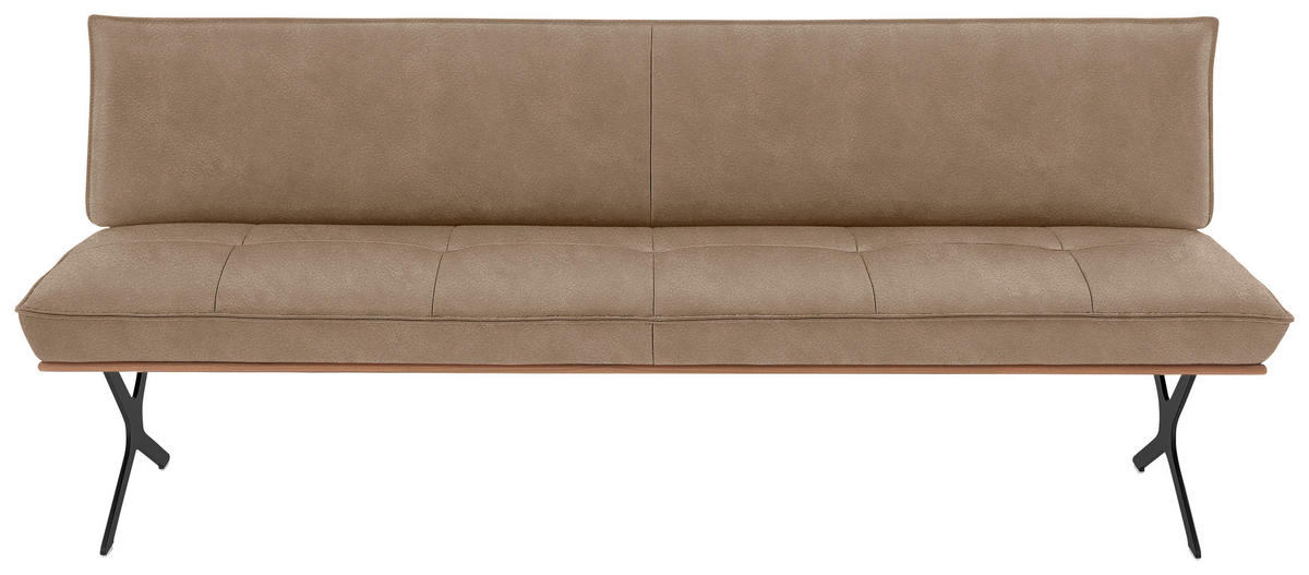 SITZBANK 214/88/66 cm Echtleder Schwarz, Beige Nussbaum furniert Metall  - Beige/Schwarz, Design, Leder/Holz (214/88/66cm) - Koinor