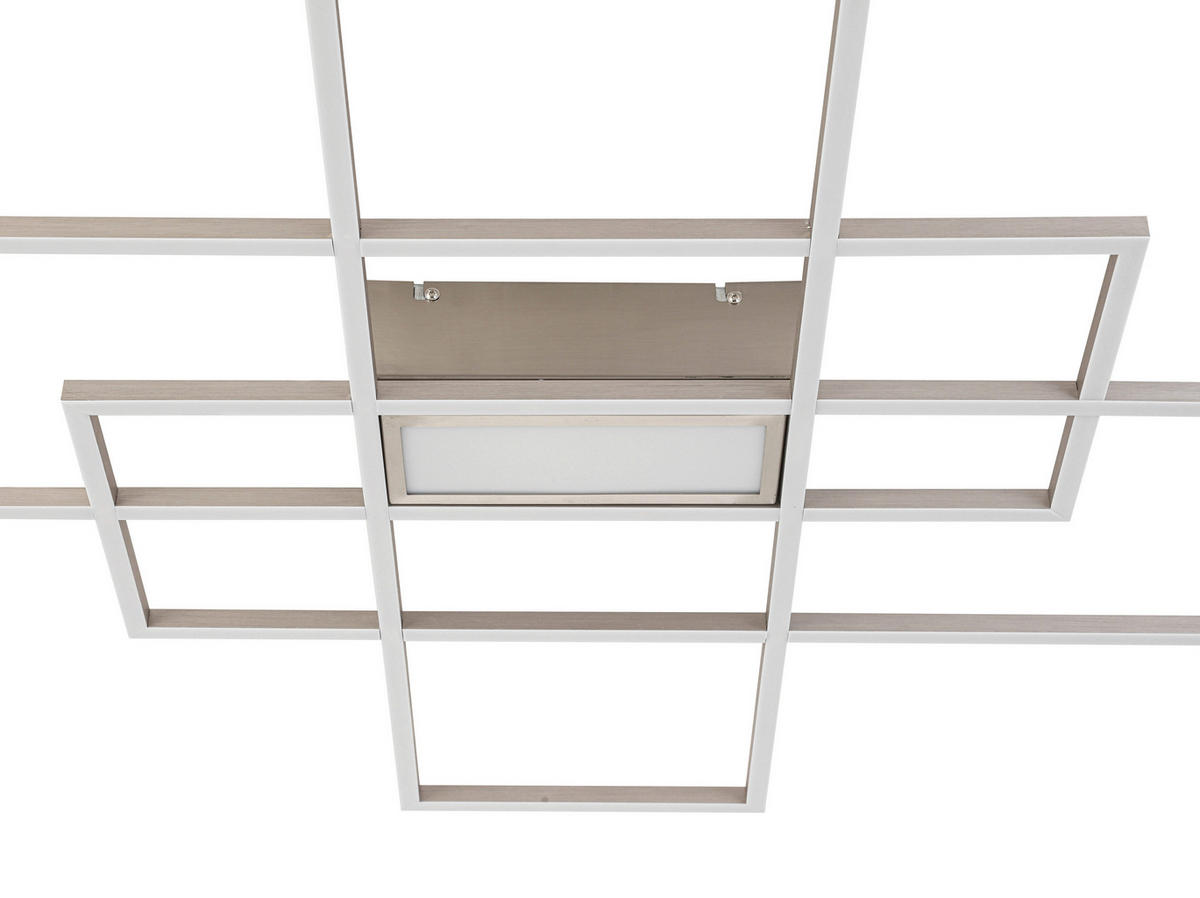 LED MENNYEZETI LÁMPA - nikkelszínű, Design, műanyag/fém (100/75/7,5cm) - Novel