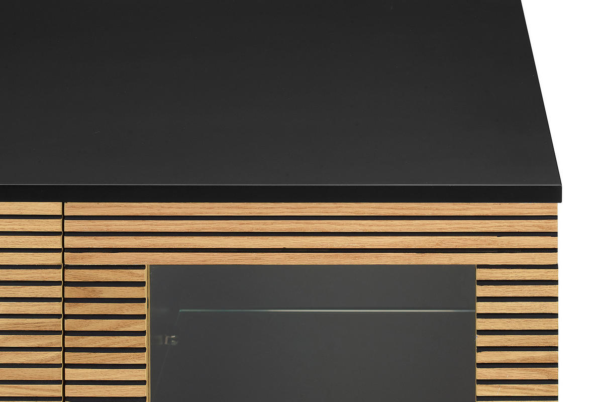 VITRINE  in furniert Eiche Schwarz, Eichefarben - Klar/Eichefarben, Design, Glas/Holz (79/179/43cm) - Livetastic