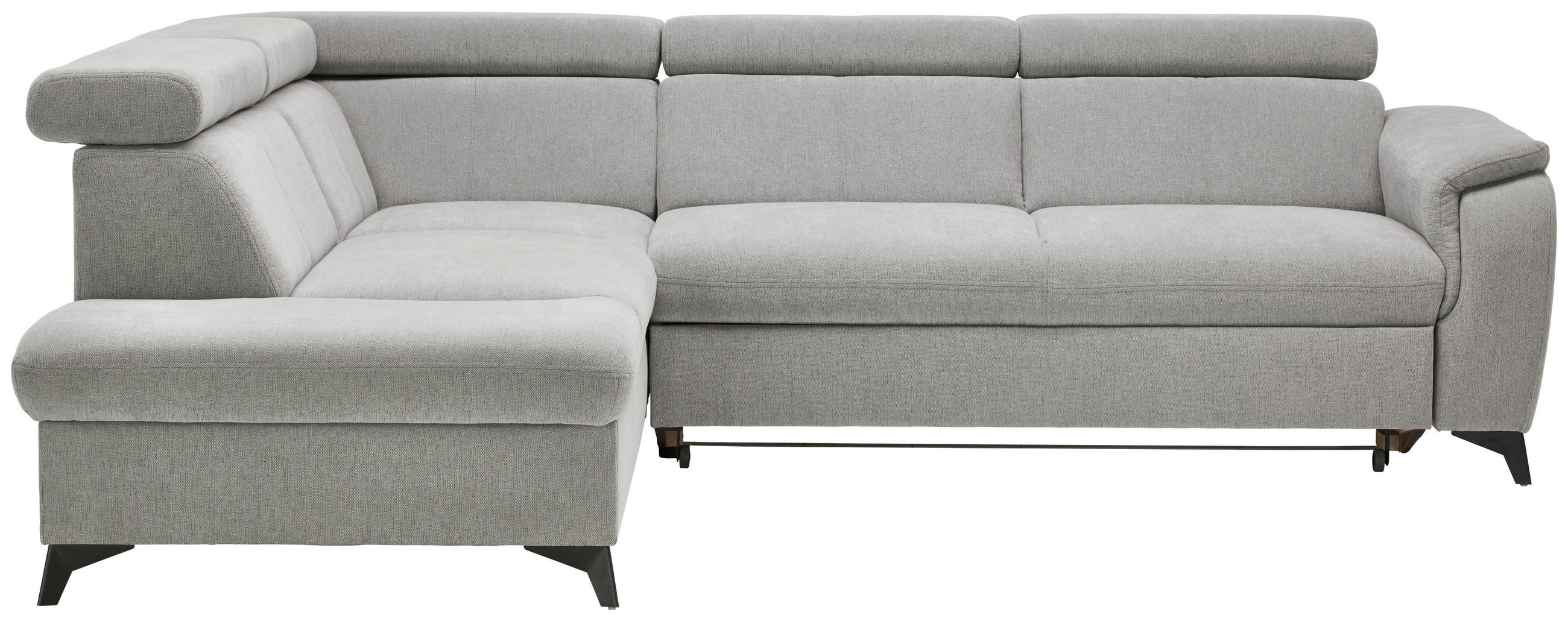 ECKSOFA in Chenille Grau  - Schwarz/Grau, Design, Textil/Metall (203/260cm) - Stylife