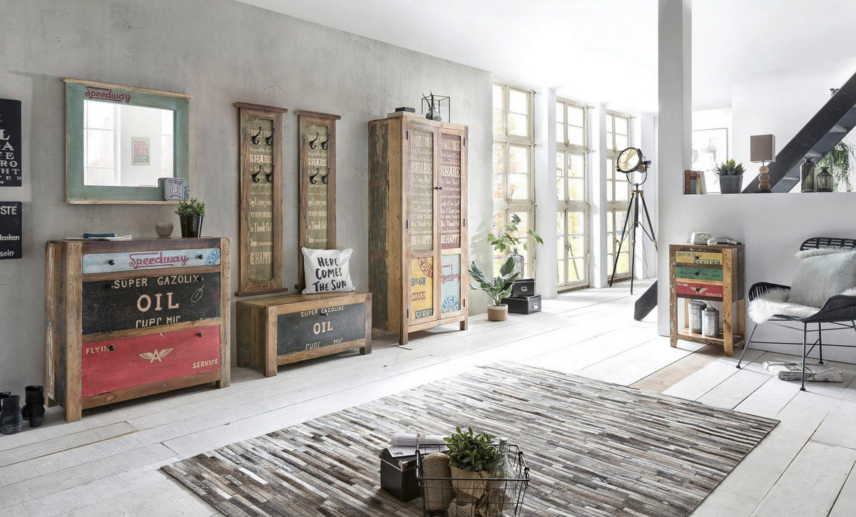 GARDEROBENPANEEL  in 35/110/8 cm  - Multicolor/Schwarz, Design, Holz/Metall (35/110/8cm) - MID.YOU