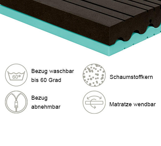 KOMFORTSCHAUMMATRATZE 90/200 cm Höhe ca. 17 cm  - Basics, Textil (90/200cm) - Xora