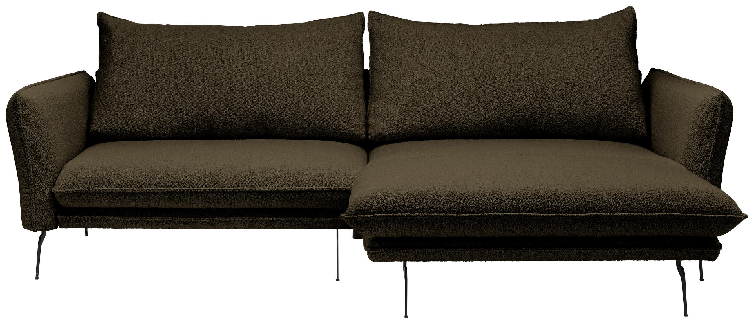 ECKSOFA Olivgrün Bouclé  - Schwarz/Olivgrün, Design, Textil/Metall (277/182cm) - Stylife