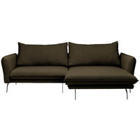 ECKSOFA Olivgrün Bouclé  - Schwarz/Olivgrün, Design, Textil/Metall (277/182cm) - Stylife