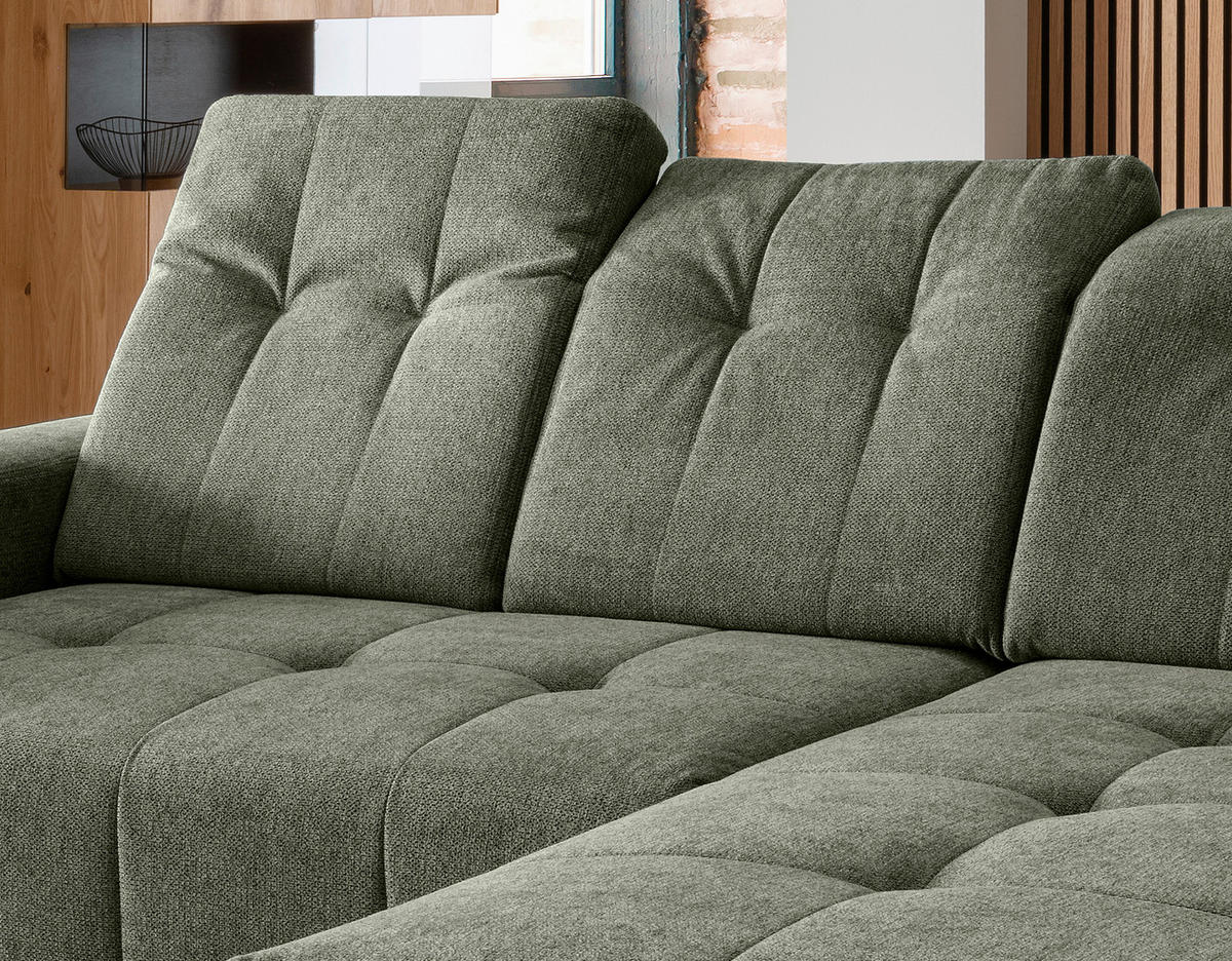 ECKSOFA in Chenille Grün  258/180 cm  - Schwarz/Grün, MODERN, Textil/Metall (258/180cm) - Livetastic
