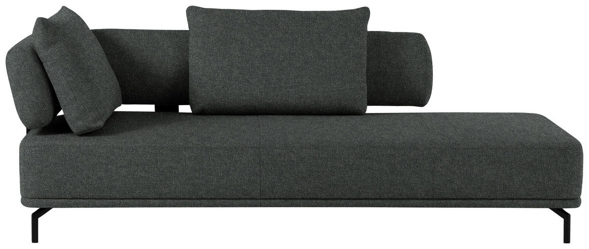 RÉCAMIERE Dunkelgrau Flachgewebe  - Dunkelgrau/Schwarz, Design, Textil/Metall (227/89/101cm) - Dieter Knoll