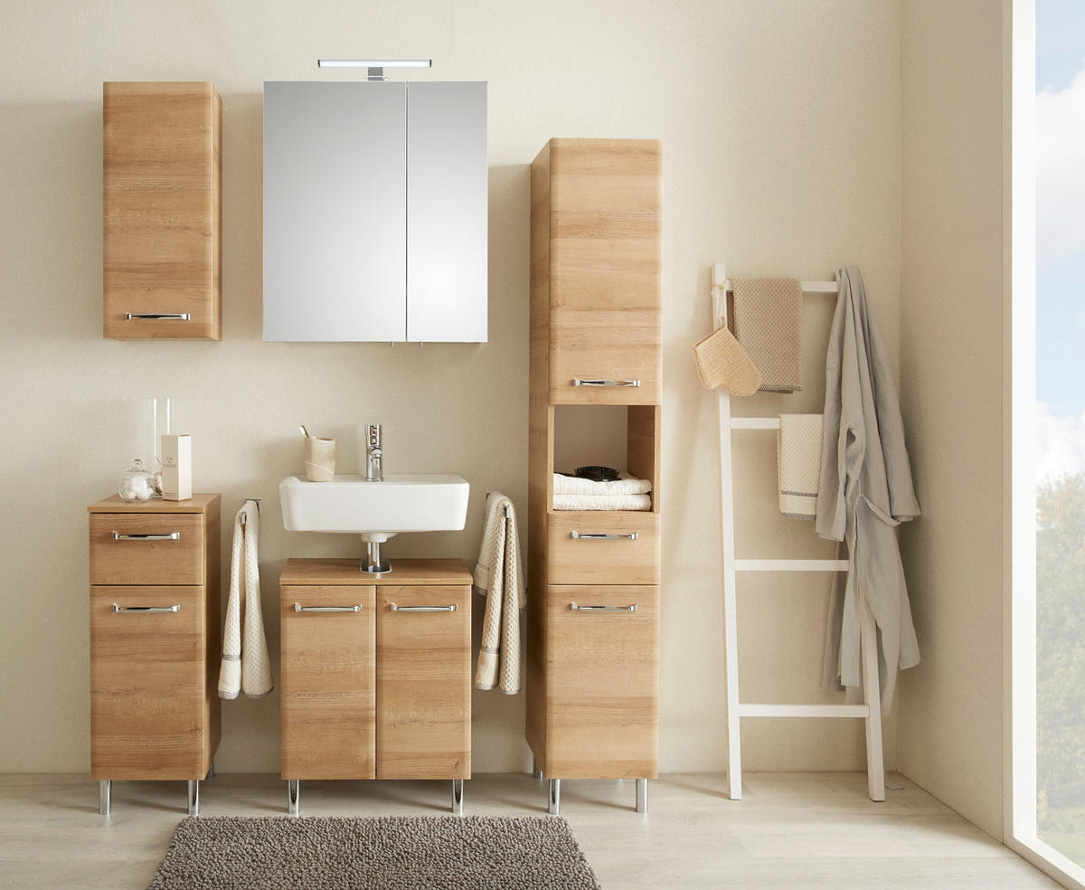 SPODNJA OMARICA 30/72,25/33 cm  - barve kroma/barve hrasta, Basics, kovina/steklo (30/72,25/33cm) - Pelipal