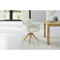 ARMLEHNSTUHL  in Webstoff  - Eichefarben/Beige, LIFESTYLE, Holz/Textil (63/83/61cm) - MID.YOU