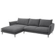 ECKSOFA  in Webstoff Dunkelgrau  196/304 cm  - Dunkelgrau/Schwarz, KONVENTIONELL, Textil/Metall (196/304cm) - Hom`in