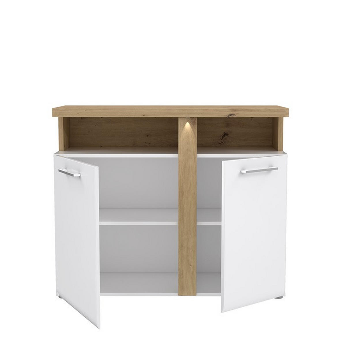 Comodă Înaltă 103,5/85,9/43,4 cm  - argintiu/alb, Design, metal/material pe bază de lemn (103,5/85,9/43,4cm) - Cantus