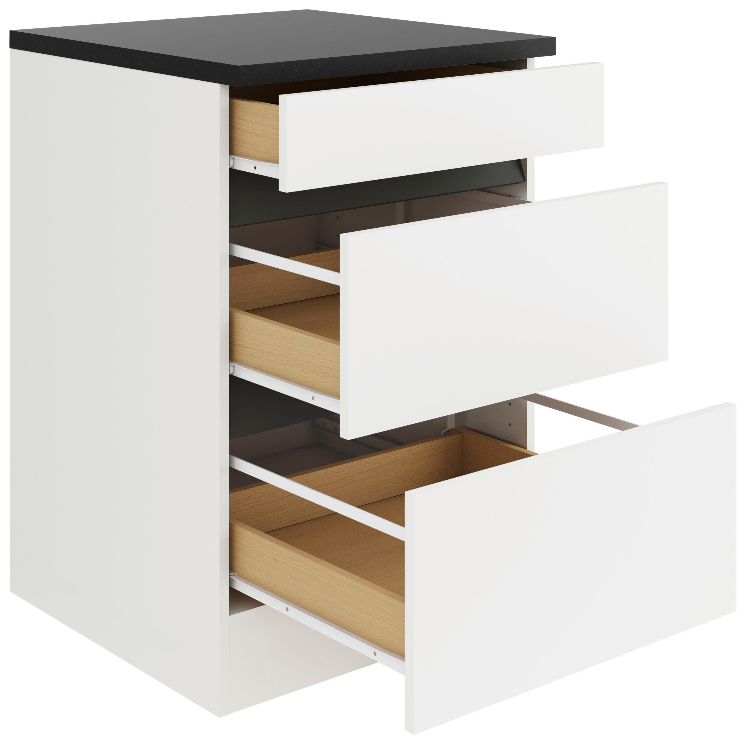 KÜCHENUNTERSCHRANK 60/88/57,1 cm  in Weiß  - Anthrazit/Buchefarben, Basics, Holzwerkstoff (60/88/57,1cm) - Optifit
