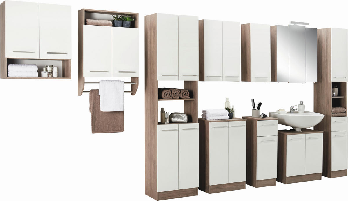 HÄNGESCHRANK  - Chromfarben/Eiche San Remo, Design, Holzwerkstoff - Xora