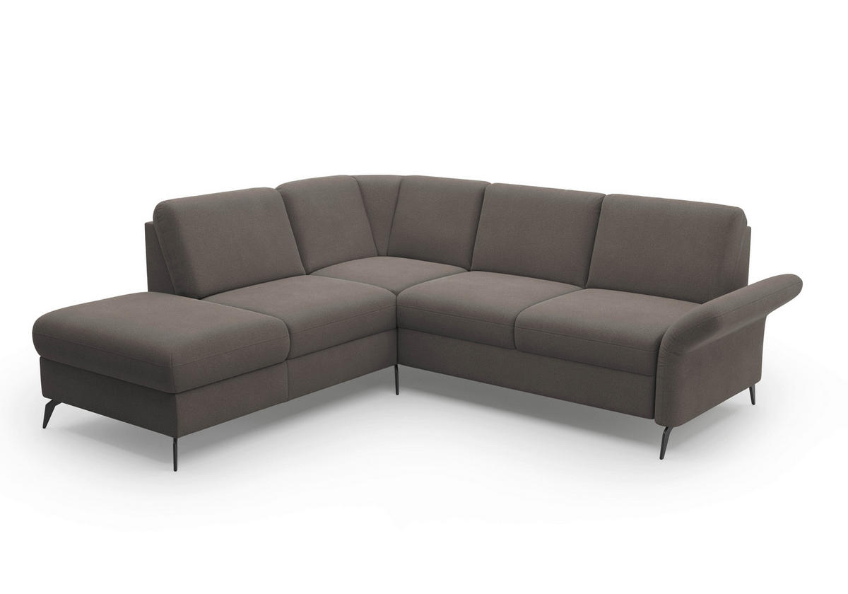 ECKSOFA ROCHELLE E Graphitfarben Flachgewebe  - Schwarz/Graphitfarben, KONVENTIONELL, Textil/Metall (216/240cm) - Sit & More