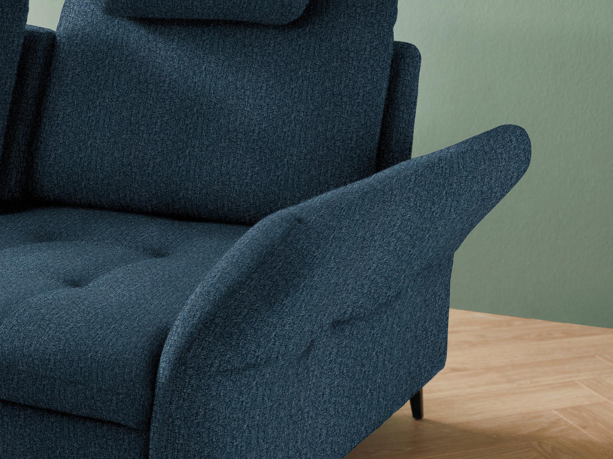 ECKSOFA Blau Struktur  - Blau/Schwarz, Natur, Textil/Metall (233/288cm) - Valnatura
