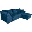 ECKSOFA  in Cord Blau  - Blau/Schwarz, KONVENTIONELL, Textil/Metall (258/168cm) - Carryhome