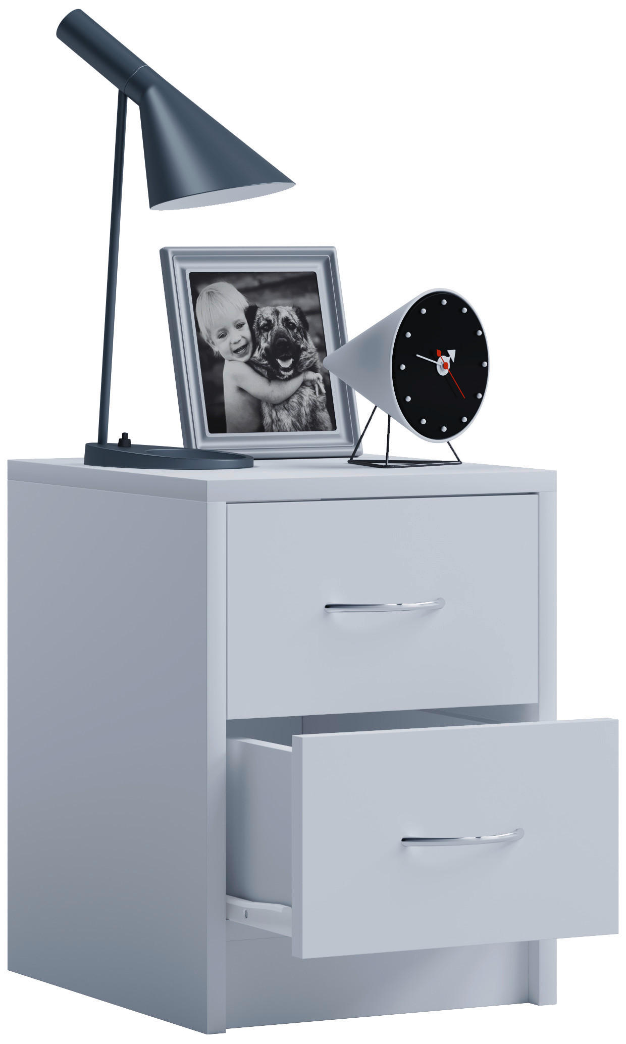 SÄNGBORD i vit  - vit/aluminiumfärg, Basics, trämaterial (35/40/35cm) - MID.YOU