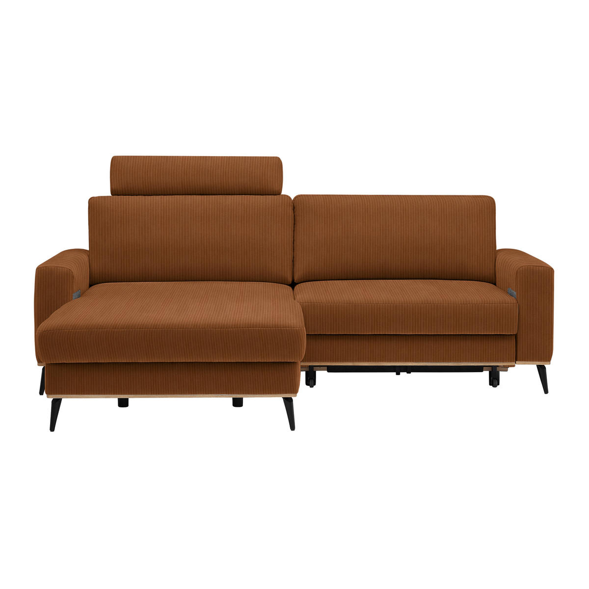 ECKSOFA Chenille, Cord Rostfarben  - Rostfarben/Schwarz, Konventionell, Holz/Textil (167/87/234cm) - MID.YOU