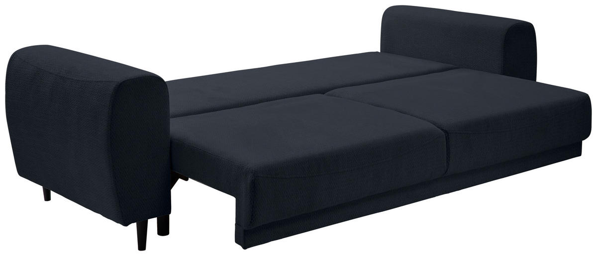 SCHLAFSOFA in Chenille Dunkelblau  - Schwarz/Dunkelblau, Konventionell, Holz/Textil (245/85/92cm) - Livetastic