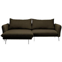 ECKSOFA Olivgrün Bouclé  - Schwarz/Olivgrün, Design, Textil/Metall (182/277cm) - Stylife