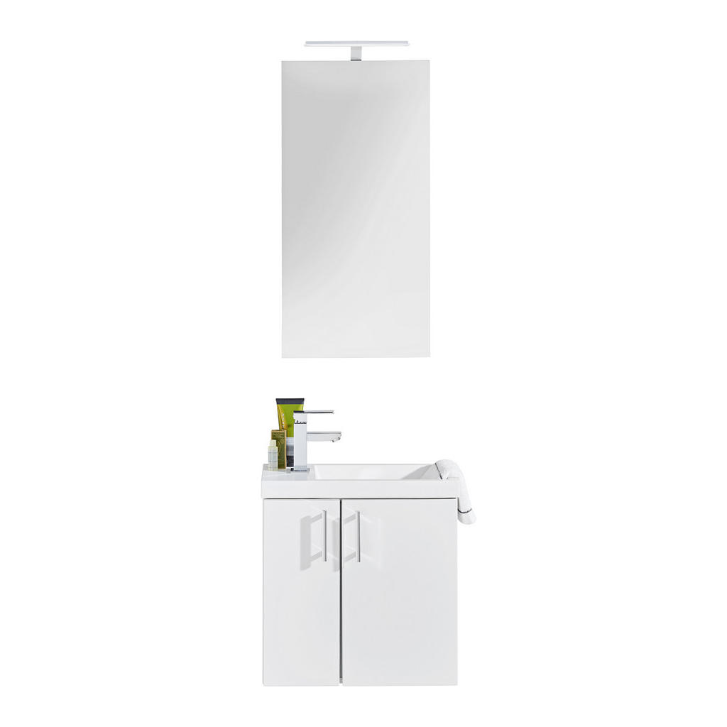 Thumbnail - Novel Gästebad, Weiß, Holzwerkstoff, 50 cm, Made in Germany, erweiterbar, Badezimmer, Gäste-WC
