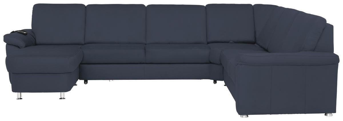 WOHNLANDSCHAFT Blau Flachgewebe - Chromfarben/Blau, KONVENTIONELL, Textil/Metall (163/330/240cm) - Beldomo System