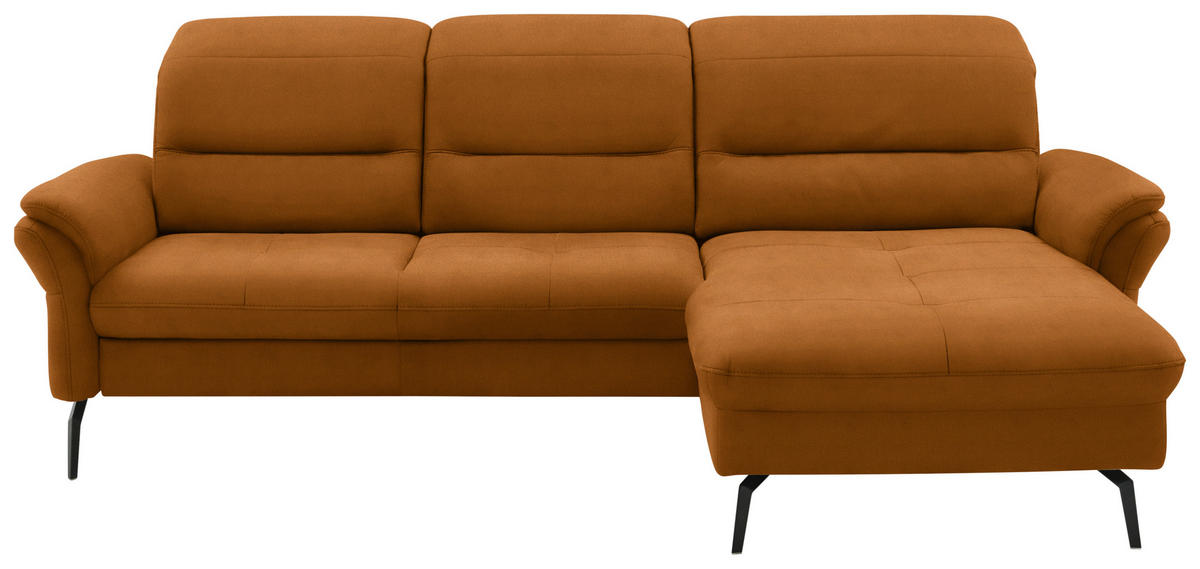 ECKSOFA in Flachgewebe Currygelb  - Currygelb/Schwarz, Konventionell, Textil/Metall (260/181cm) - Beldomo Speed