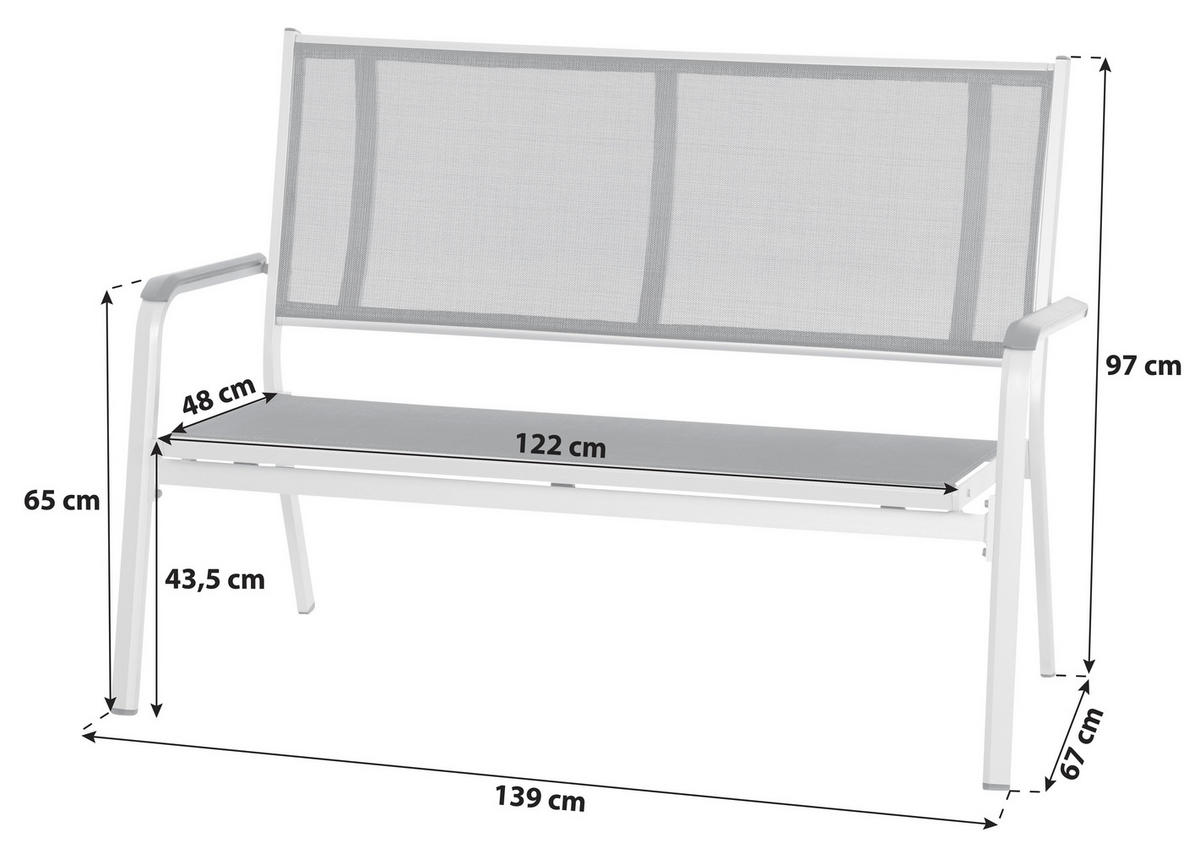 GARTENBANK 139/97/67 cm  in Anthrazit, Schwarz  - Anthrazit/Schwarz, KONVENTIONELL, Kunststoff/Textil (139/97/67cm) - Siena Garden