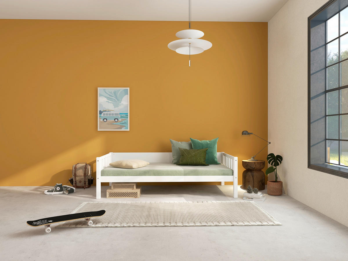 BETT 90/200 cm,  in Weiß, Rollrost  - Weiß, MODERN, Holz (90/200cm) - Chameo