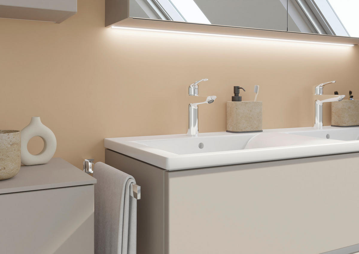 BADEZIMMER 3-teilig  in 121 cm  - Beigebraun/Weiß, MODERN, Glas/Keramik (121cm) - Celina Home