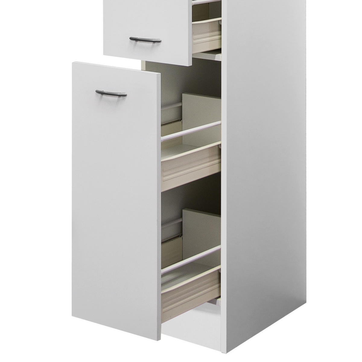 APOTHEKERSCHRANK 30/200/57,1 cm  in Weiß  - Edelstahlfarben/Weiß, Holzwerkstoff/Kunststoff (30/200/57,1cm) - FlexWell