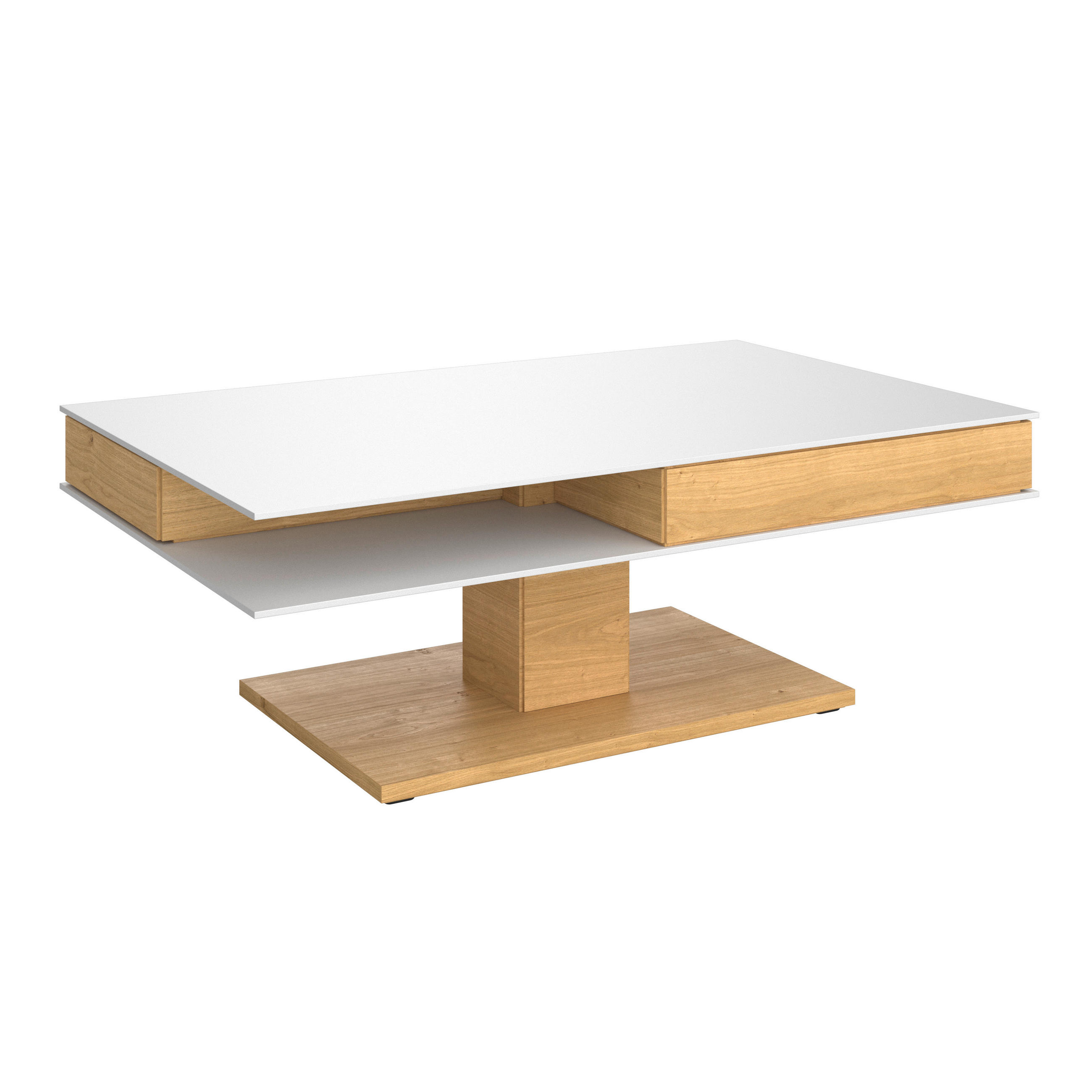 COUCHTISCH in Holz, Glas, Holzwerkstoff 120/75/43 cm  - Weiss/Eichefarben, Design, Glas/Holz (120/75/43cm) - Voglauer