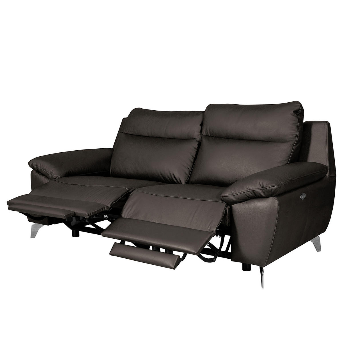 2-SITZER-SOFA 178/95/96 cm PERLE in Echtleder Dunkelbraun   - Chromfarben/Dunkelbraun, Design, Leder/Metall (178/95/96cm) - Livetastic