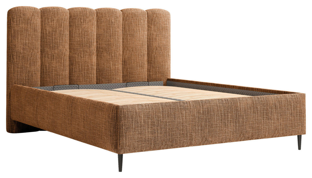 POLSTERBETT Lattenrost, Bettkasten Terracotta 140/200 cm  - Terracotta/Schwarz, MODERN, Holz/Holzwerkstoff (140/200cm) - MID.YOU