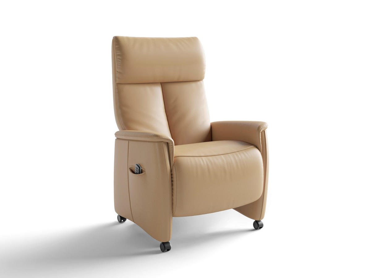RELAXAČNÉ KRESLO, koža, cappuccino - čierna/cappuccino, Basics, koža/plast (76/110/84cm) - Sit & More