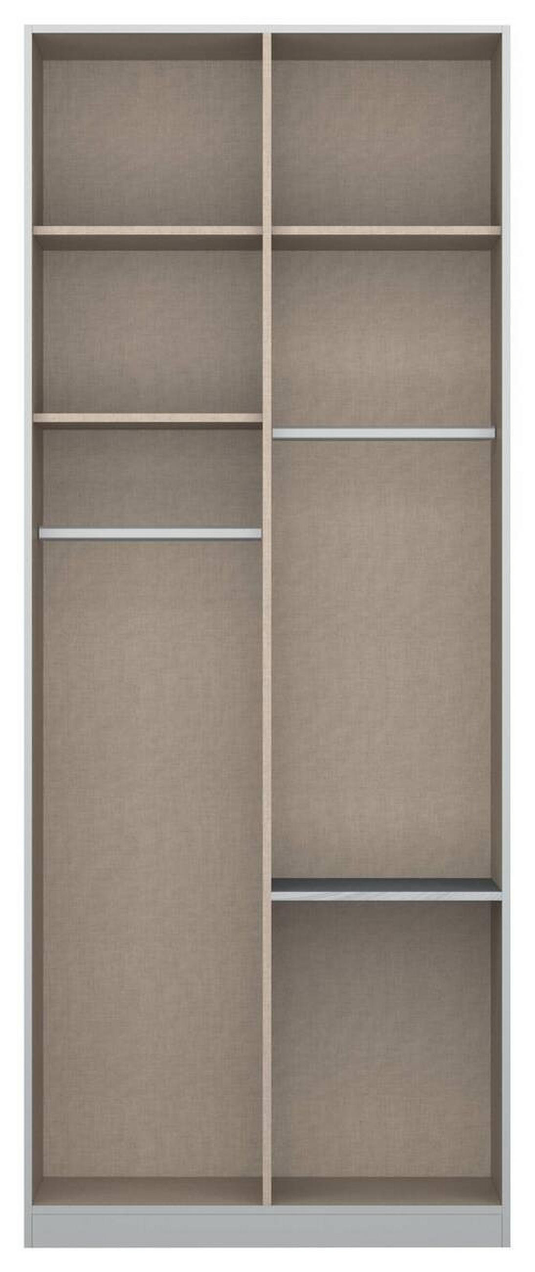 NYÍLÓAJTÓS SZEKRÉNY Sonoma tölgy  - Sonoma tölgy/alumínium színű, Modern, faalapú anyag (91/229/54cm) - Rauch Möbel