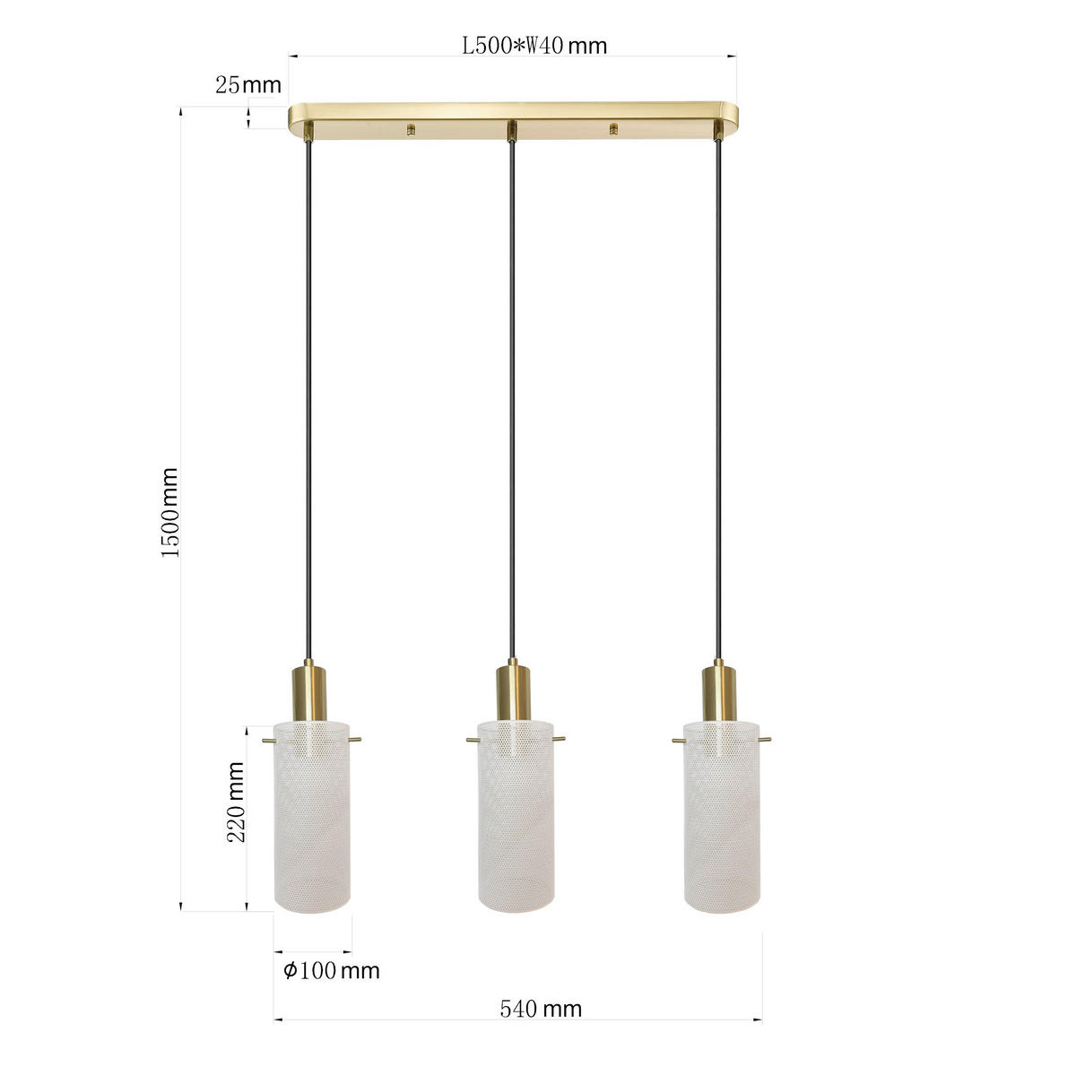 HÄNGELEUCHTE Tirana 150/54/10 cm  - Weiß, Design, Metall (150/54/10cm)