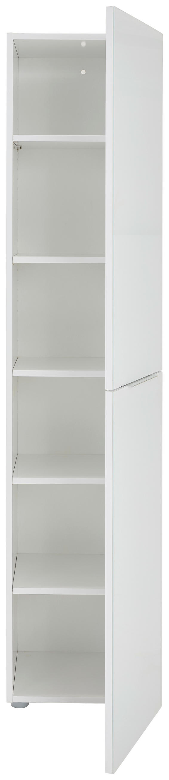 MEHRZWECKSCHRANK 45/196/40,5 cm  in Weiß  - Weiß Hochglanz/Alufarben, Design, Glas/Holzwerkstoff (45/196/40,5cm) - Voleo