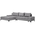 ECKSOFA Grau Webstoff Rückenkissen, Bettkasten, Schlaffunktion, Rücken echt  - Schwarz/Grau, Design, Textil/Metall (212/315cm) - Carryhome