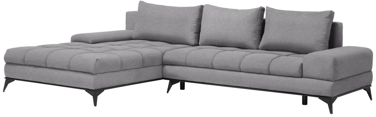ECKSOFA Grau Webstoff  - Schwarz/Grau, Design, Textil/Metall (212/315cm) - Carryhome