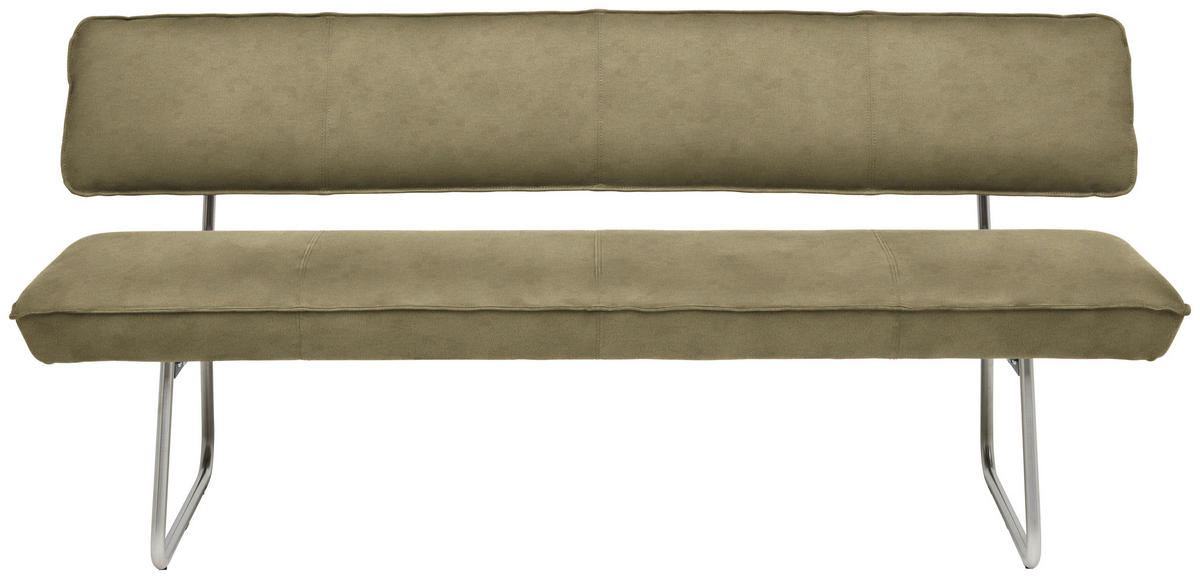 SITZBANK 200/87/67 cm  in Edelstahlfarben, Hellbraun  - Hellbraun/Edelstahlfarben, Design, Textil/Metall (200/87/67cm) - Venjakob