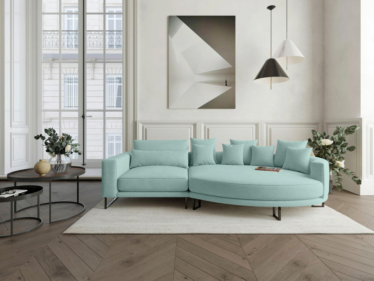 BIGSOFA in Webstoff Türkis  - Türkis/Schwarz, Design, Textil/Metall (283/150cm) - Livetastic